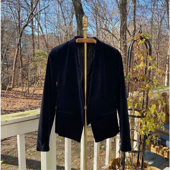 Harvé Benard Black Velvet Open Blazer Jacket - Picture 1 of 8